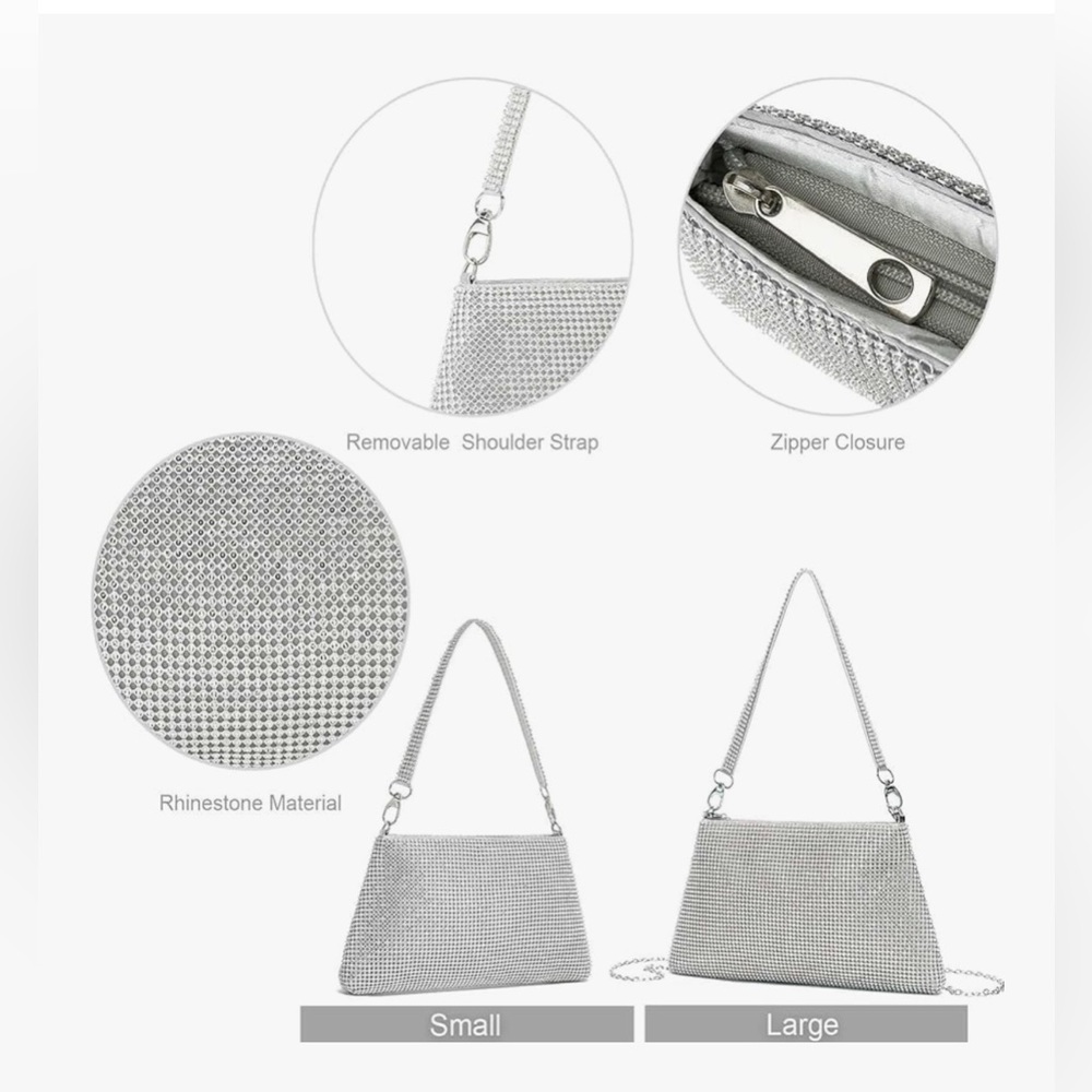 Silver Rhinestone Clutch Purse - Picture 8 of 10